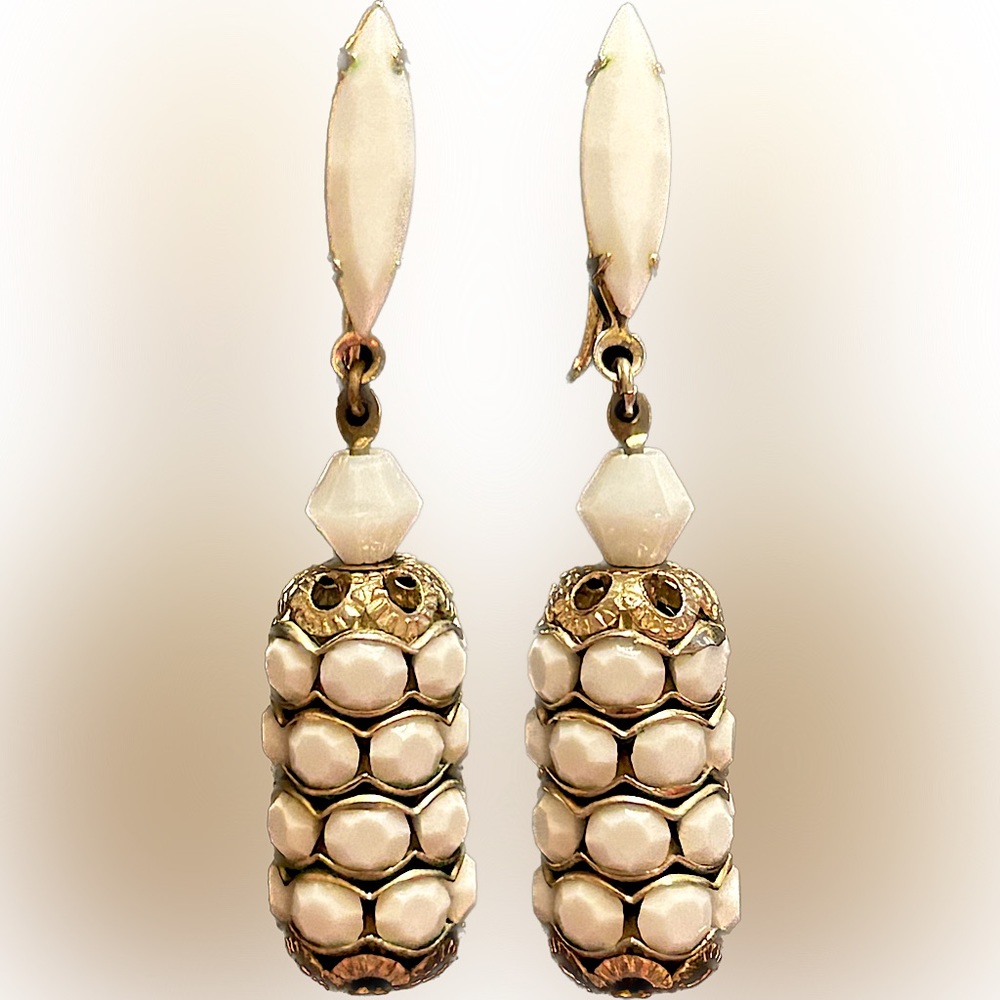 Vintage Lewis Segal of California milk glass earrings